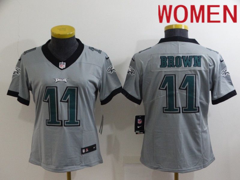 Women Philadelphia Eagles #11 Brown Grey 2022 Nike Limited Vapor Untouchable NFL Jersey->women nfl jersey->Women Jersey